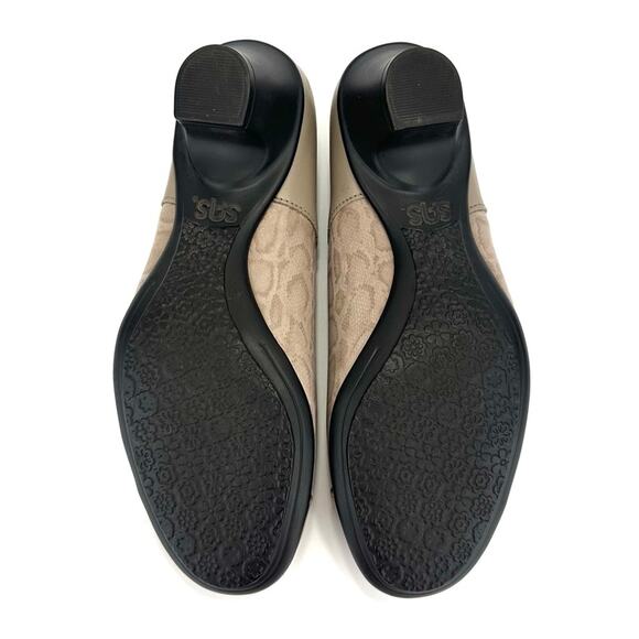 SAS Isabel Mary Jane Pumps Size 8 Wide Taupe/Tan Leather & Leopard Print Textile - Picture 7 of 16